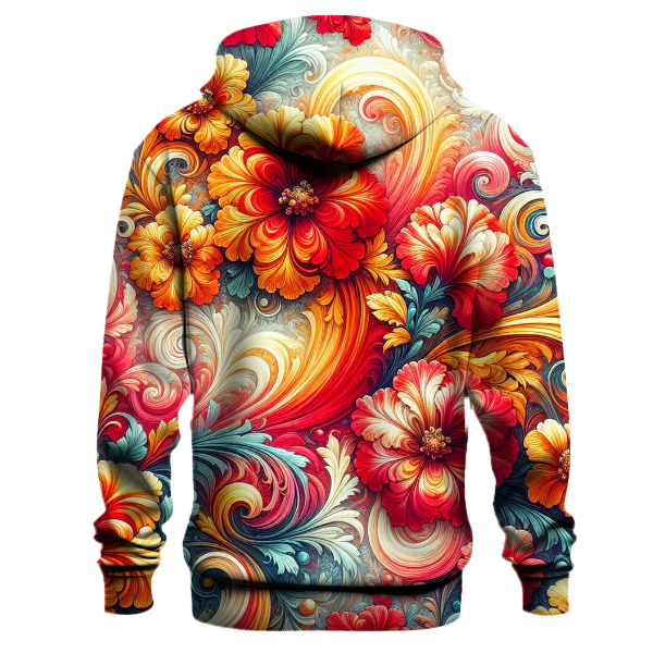 Fiery Floral Tie-Dye Hoodie