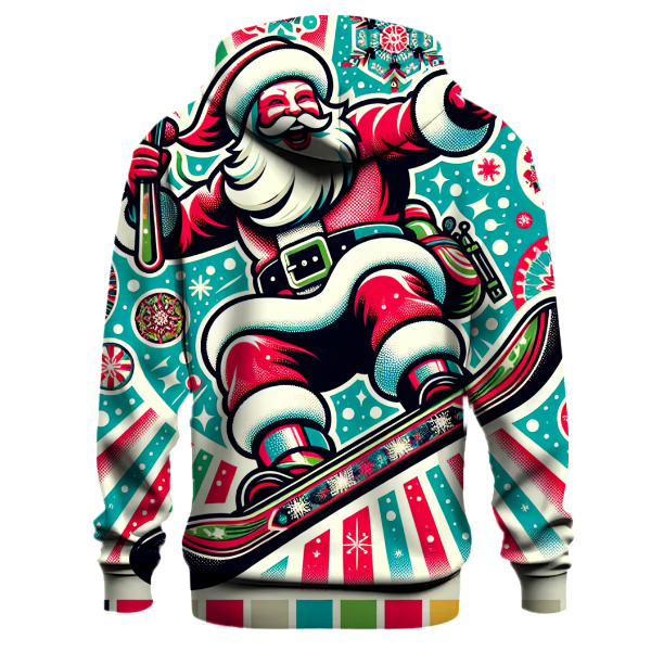 Retro Snowboard Santa Hoodie