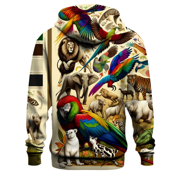 Colorful Wildlife Illustrations Hoodie