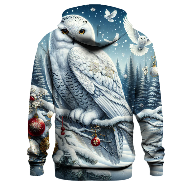 Snowy Owl with Christmas Ornaments Hoodie