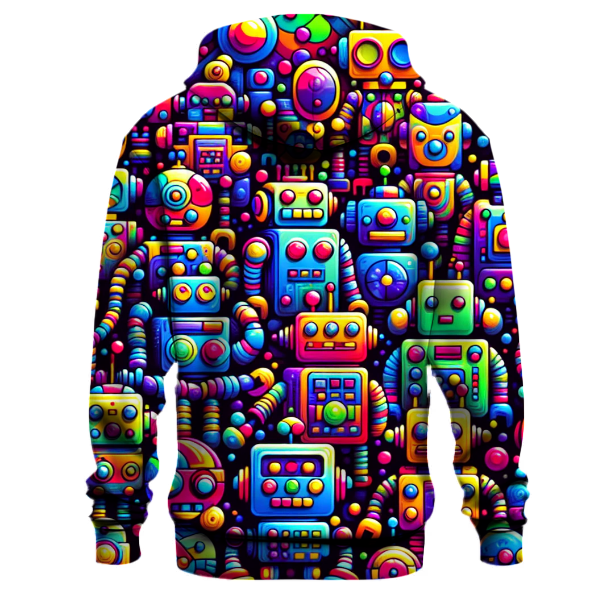 Neon Retro Robots Hoodie