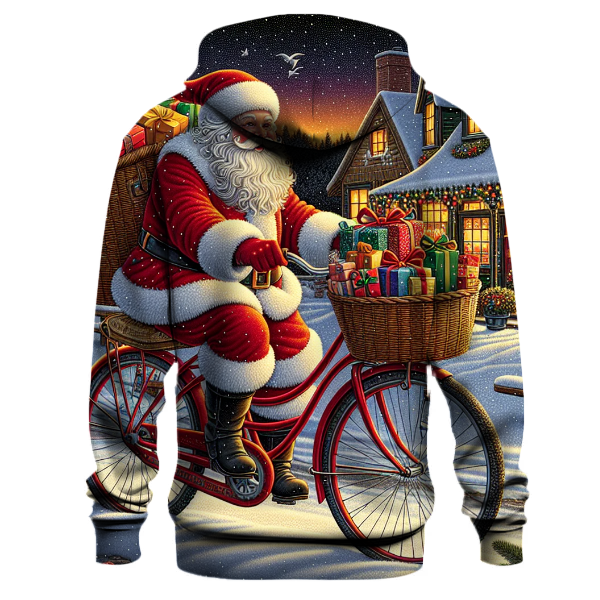 Vintage Santa on a Retro Bike Hoodie
