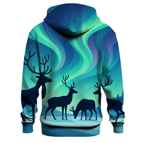 Northern Lights Reindeer Silhouette Hoodie