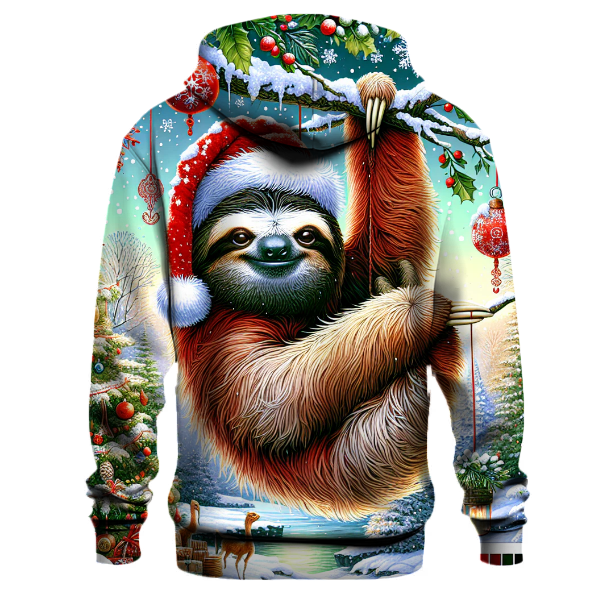 Sassy Holiday Sloth with Santa Hat Hoodie