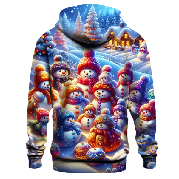 Joyful Snowmen with Holiday Scarves Hoodie