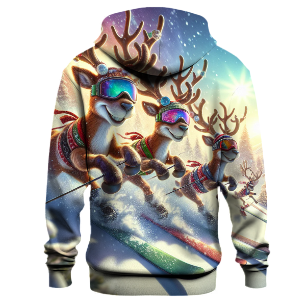 Reindeer Skiing Spectacle Hoodie