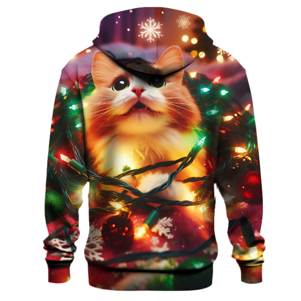 Festive Cat in Christmas Lights Hoodie