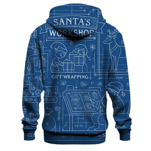 Santa's Secret Workshop Blueprint Hoodie