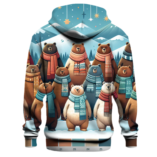 Cuddly Christmas Bears in Scarves Hoodie