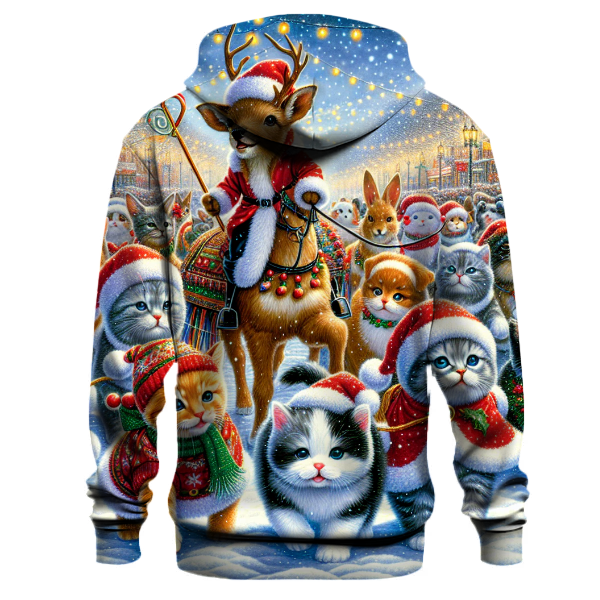 Playful Christmas Animal Parade Hoodie
