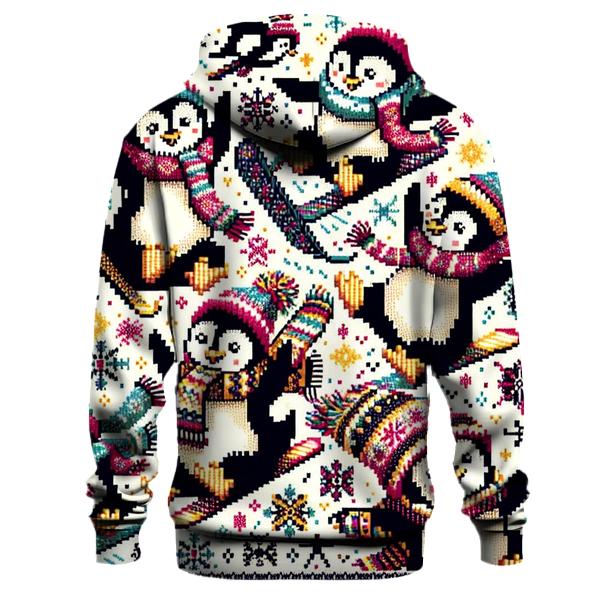 Joyful Penguins and Snowflakes Design Hoodie