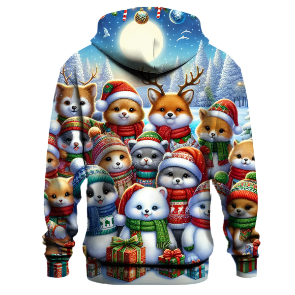 Merry Christmas Animals Gathering Hoodie