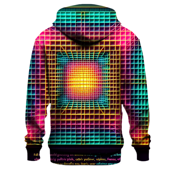 Neon Grid Delight Hoodie