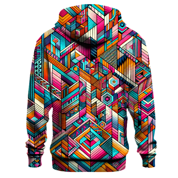 Vibrant 80s Geometric Burst Hoodie