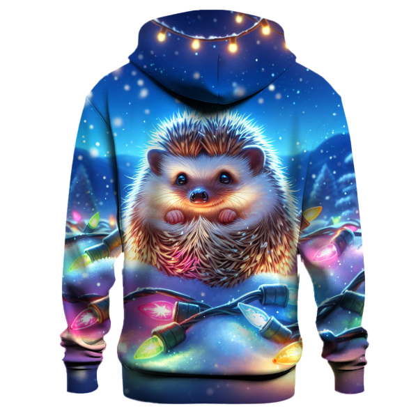 Charming Winter Hedgehog with Christmas Lights Hoodie