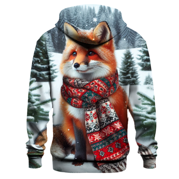 Christmas Fox in Winter Scarf Hoodie