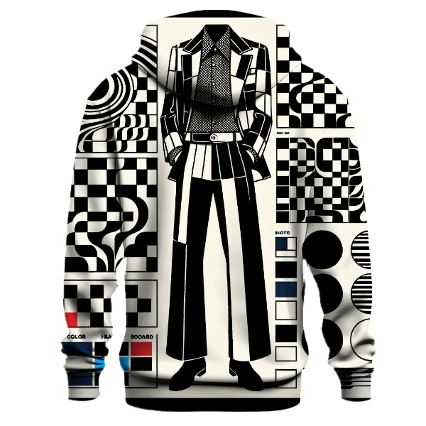 Retro Checkerboard Pattern Hoodie