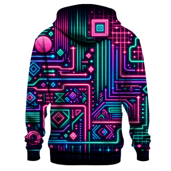 Neon Grid Lines Design Hoodie