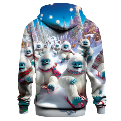 Jolly Christmas Yetis Sledding Hoodie