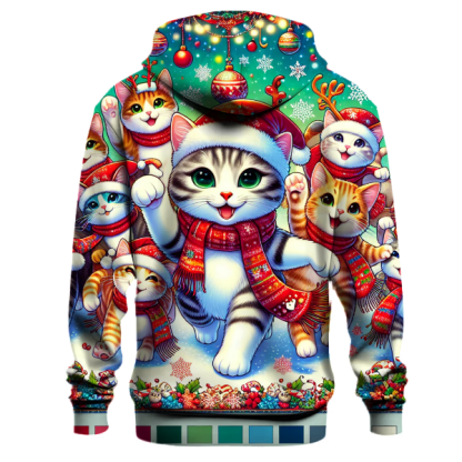 Joyful Christmas Cat Parade Hoodie
