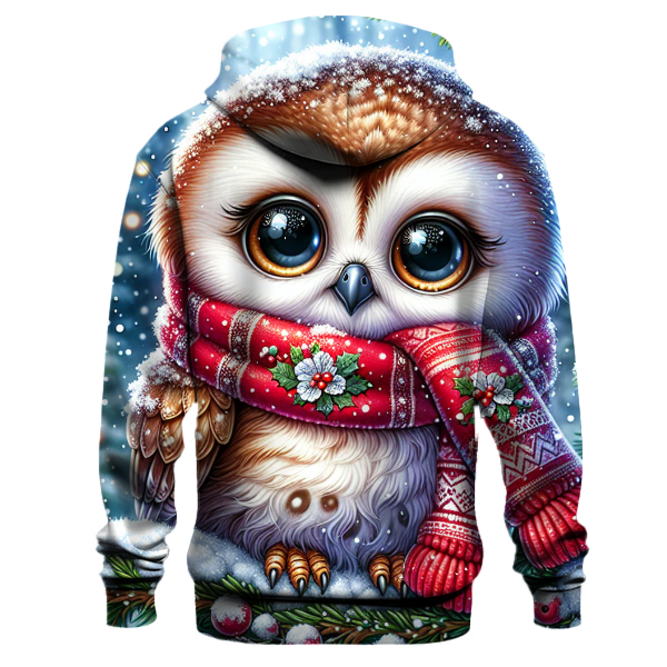 Cozy Christmas Owl in a Scarf Hoodie
