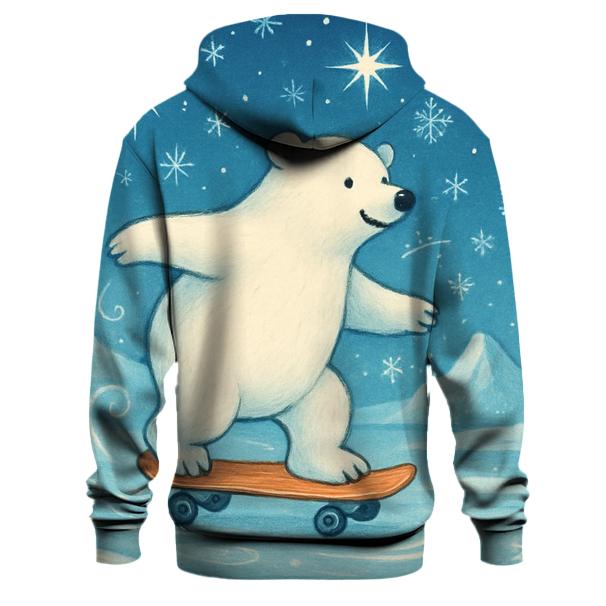 North Pole Polar Bear Skateboarding Adventure Hoodie