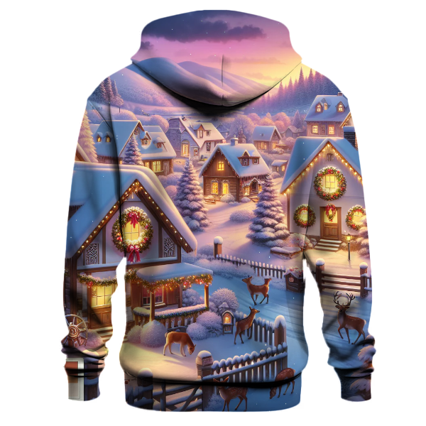 Snowy Village Scene Hoodie
