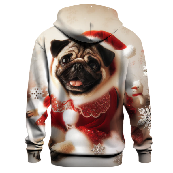 Joyful Holiday Pug in Santa Hat Hoodie