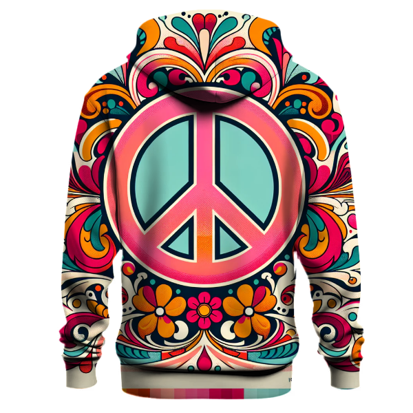Classic Peace Sign Floral Hoodie