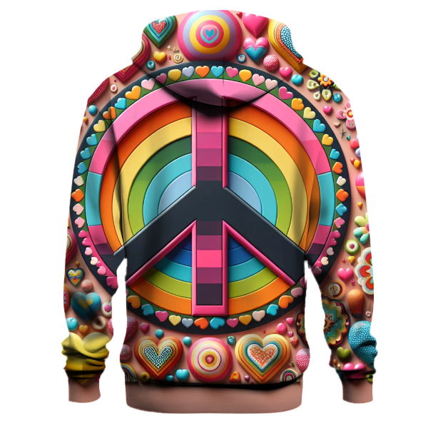 Peace and Love Pattern Hoodie