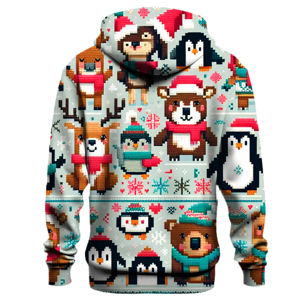 Cheerful Holiday Animal Friends Design Hoodie