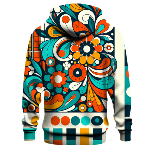 Retro Floral Grid Design Hoodie