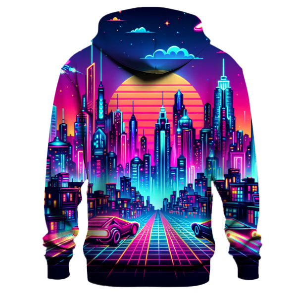 Neon Fantasy Cityscape Hoodie