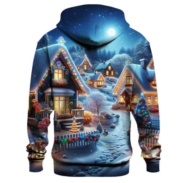Snowy Village Night Hoodie