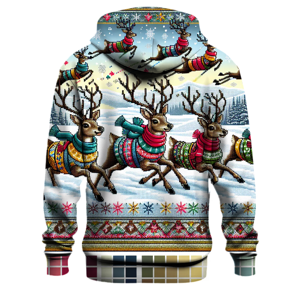 Cozy Reindeer Sleigh Ride Design Hoodie