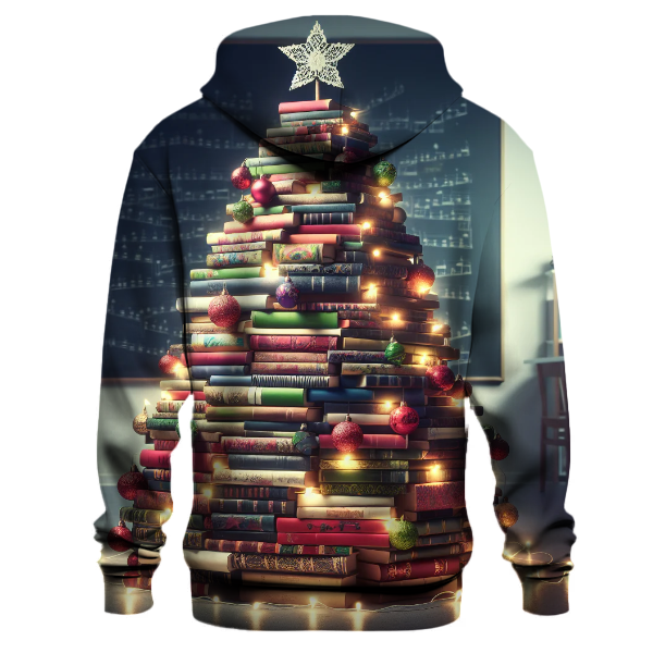 Christmas Tree Made of Books Hoodie