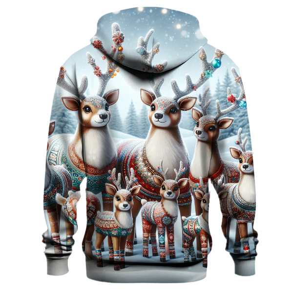 Cute Reindeer Family with Scarves Hoodie