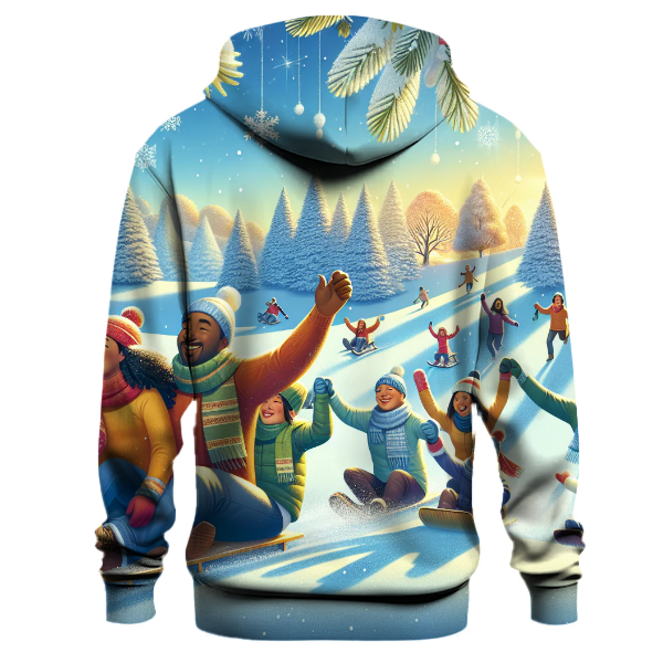 Joyful Holiday Sledding Scene Hoodie