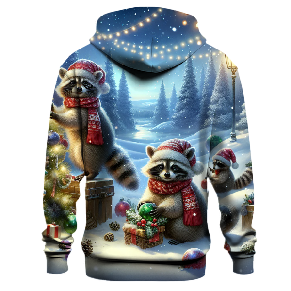 Festive Winter Raccoons Hoodie