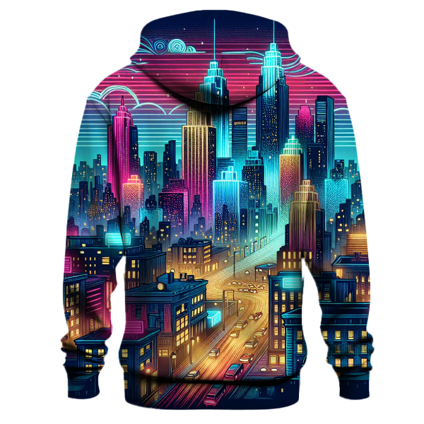Neon Retro Cityscape Hoodie