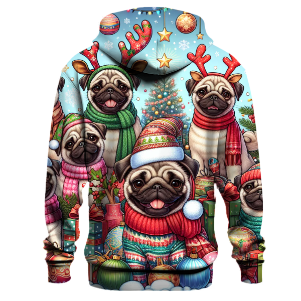 Cute Holiday Pugs Hoodie