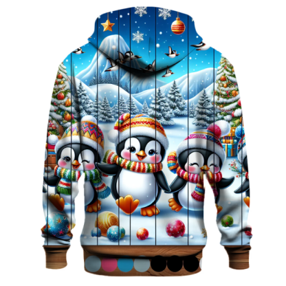 Joyful Snowy Penguin Friends Hoodie