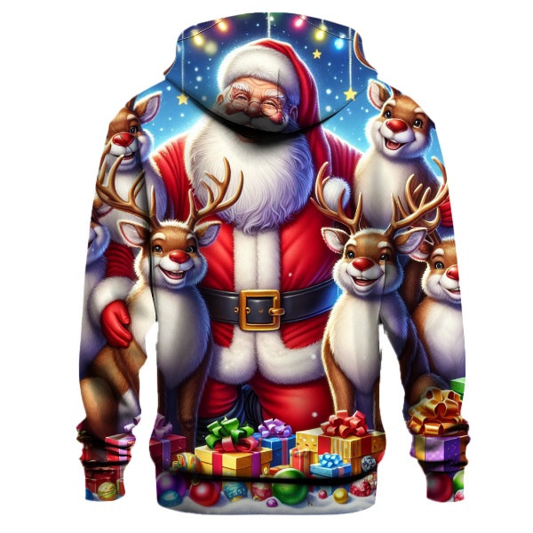 Adventurous Santa and His Reindeer Hoodie