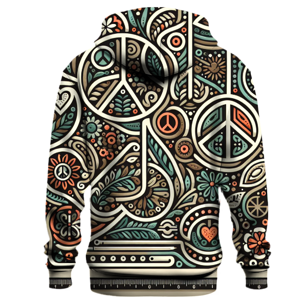 Peace and Love Motif Hoodie