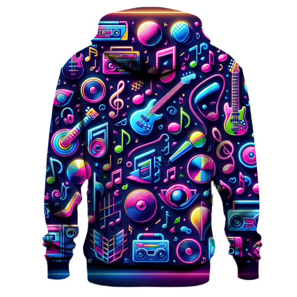 Electric 80s Music Notes Hoodie