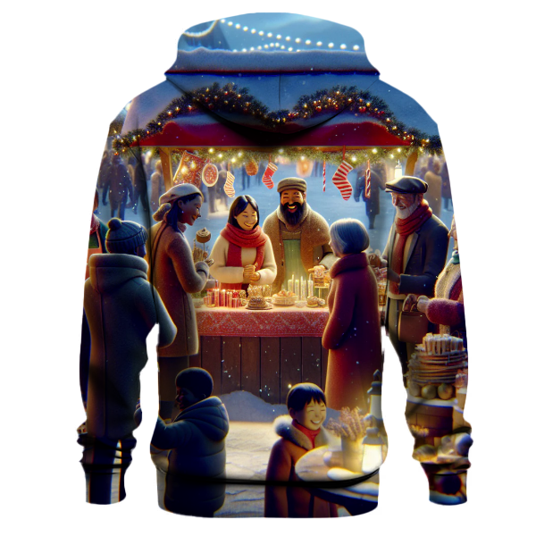 Cheerful Christmas Market Scene Hoodie