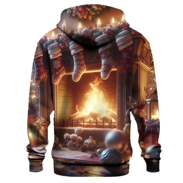 Cozy Christmas Fireplace Scene Hoodie