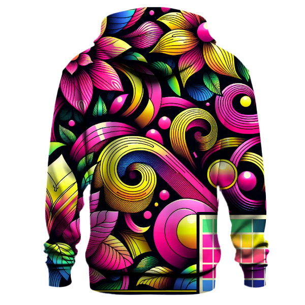 Retro Neon Floral Hoodie