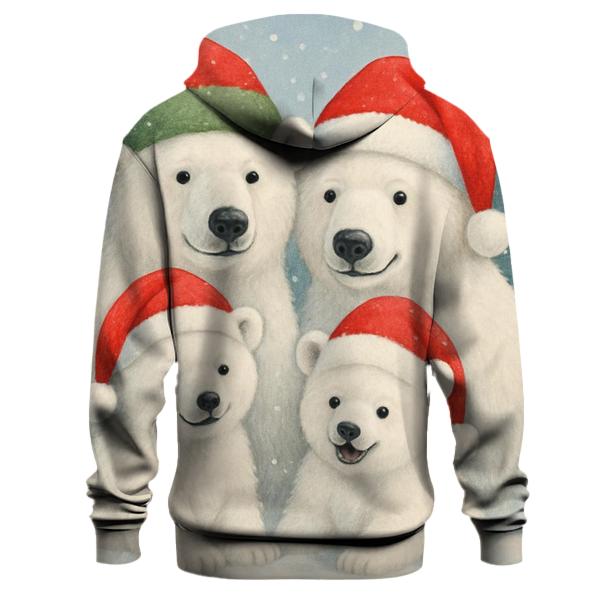 Polar Bear Family with Christmas Hats Hoodie