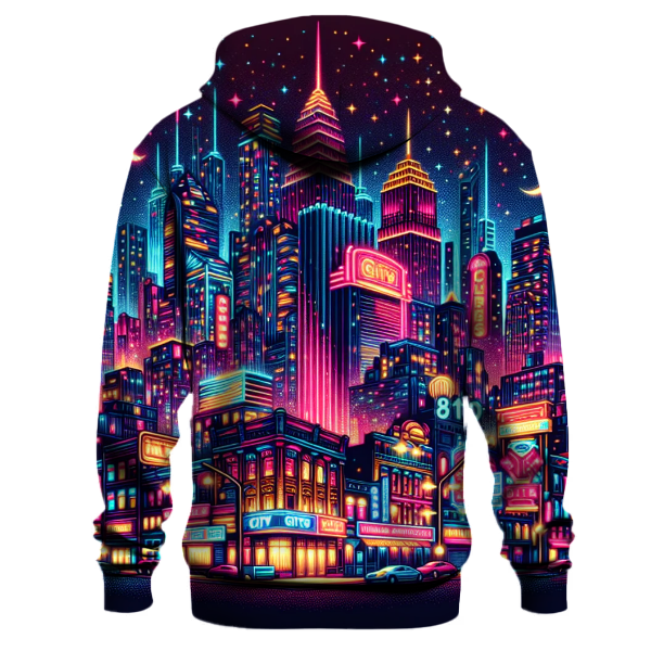 Retro Cityscape Lights Hoodie